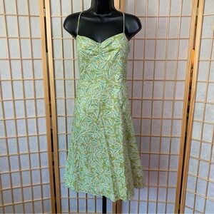 J. Crew Fan Print Corset Criss Cross Back Dress